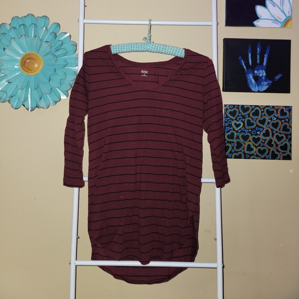 Maroon stripped quarter sleeve shirt